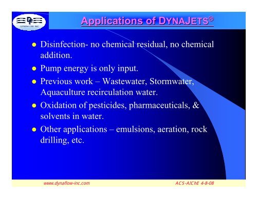 Disinfection of Gram-negative and Gram- positive ... - Dynaflow, Inc.