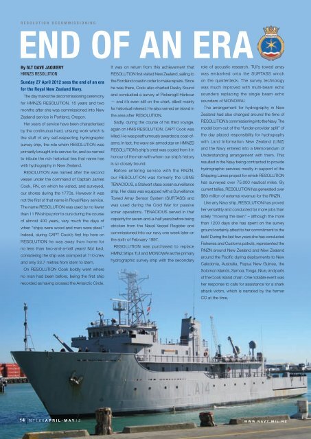 May 2012, Issue 166 - Royal New Zealand Navy