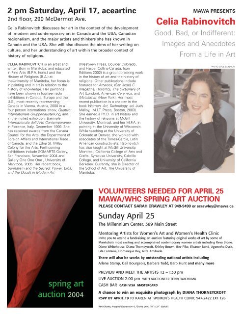 April / May 2004 - Mentoring Artists for Women's Art