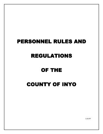 Personnel Rules and Regulations - County of Inyo