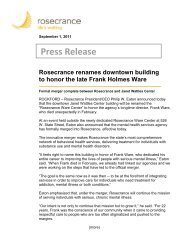 Download this news release as a PDF - Rosecrance Health Network