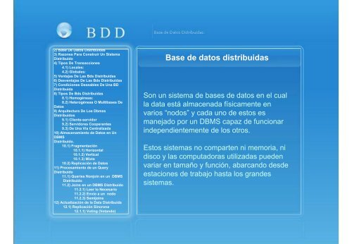 BDD Bases de Datos Distribuidas