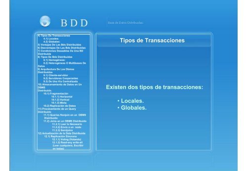 BDD Bases de Datos Distribuidas