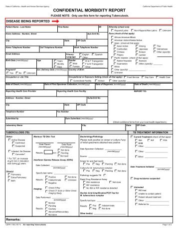 confidential morbidity report - California Department of Public Health