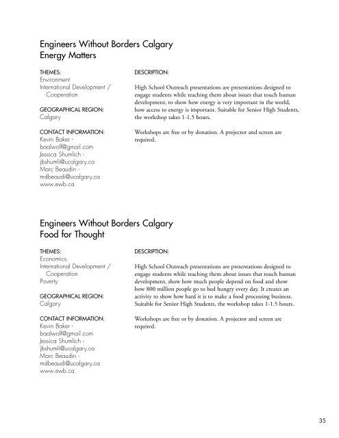SPEAKERS RESOURCE - Alberta Council for Global Cooperation