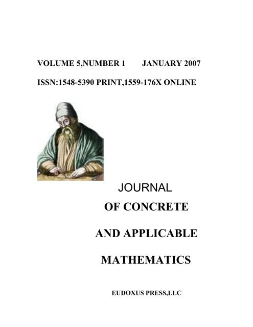 Journal Of Concrete And Applicable Mathematics Eudoxus Press Llc