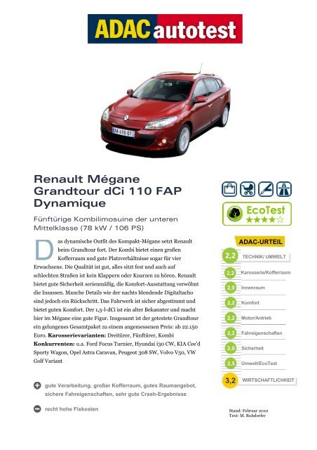 Renault Mégane Grandtour dCi 110 FAP Dynamique - ADAC
