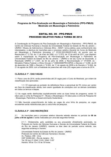 Edital - Museu de Astronomia e CiÃªncias Afins