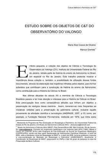 Artigo Maria Alice - Museu de Astronomia e CiÃªncias Afins