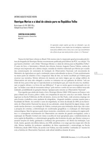 Henrique Morize e o ideal de ciÃªncia pura na RepÃºblica Velha