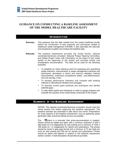 guidance on conducting a baseline assessment of the model ...