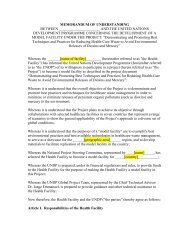 MOU template for the model facility June 2009 UNDP GEF Project