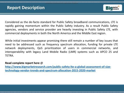 A Public Safety LTE Global Assessment Market Size, Technology to 2020