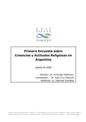 Primera Encuesta sobre Creencias y Actitudes Religiosas ... - condor