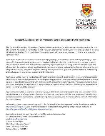 School and Applied Child Psychology - Faculty of Education