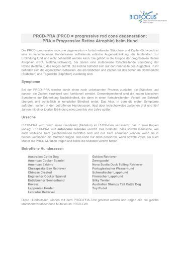 PRCD-PRA (PRCD = progressive rod cone degeneration ... - Biofocus