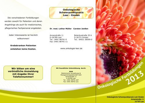 Flyer downloaden - Onkologische Schwerpunktpraxis Leer - Emden