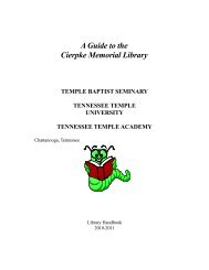 Library Handbook - Tennessee Temple University