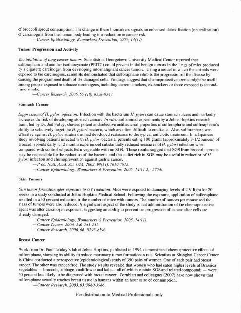 Johns Hopkin's Brassica SGS I - Beck Natural Medicine University