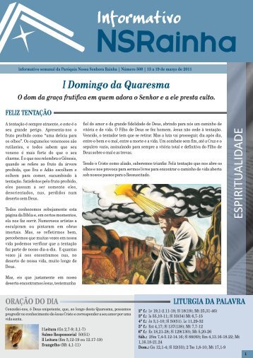 I Domingo da Quaresma - PARÃ³QUIA NOSSA SENHORA RAINHA