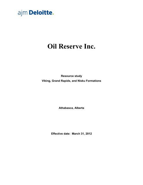 Athabasca Viking/Grand Rapids/Nisku Technical ... - Oil Reserve Inc.