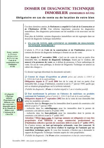 Diagnostic Technique Immobilier - Chambre de mÃ©tiers