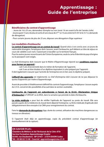 Apprentissage : Guide de l'entreprise - Chambre de mÃ©tiers