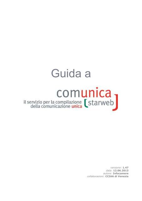 Guida a ComunicaStarweb - Camere di Commercio