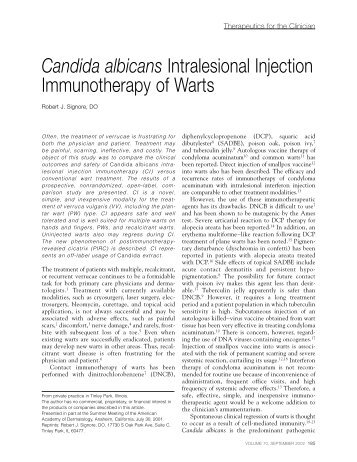 Candida albicans Intralesional Injection Immunotherapy of Warts