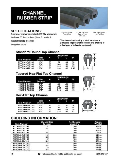 specifications - Kuriyama of America