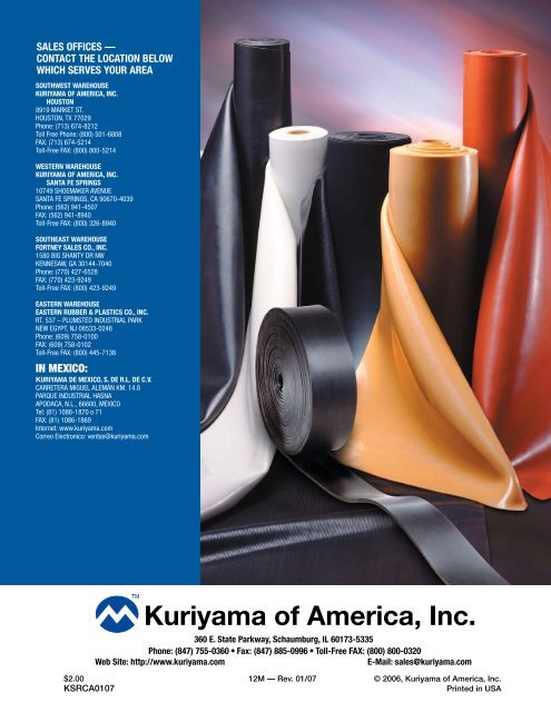 specifications - Kuriyama of America