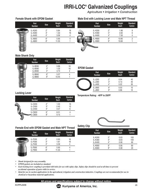 Couplings & Accessories - Kuriyama of America