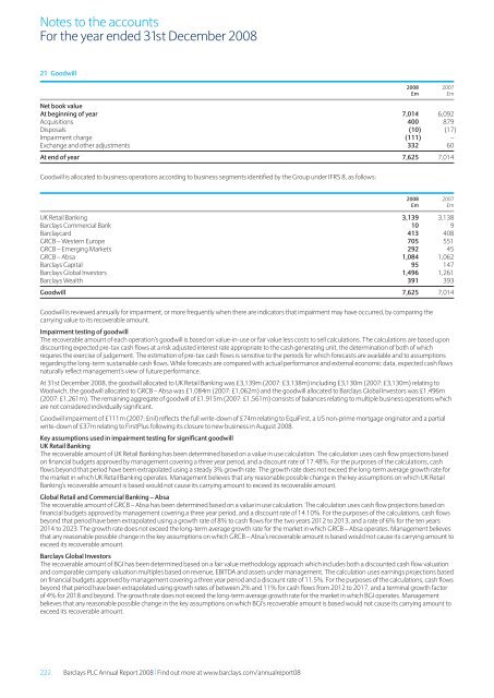 Barclays plc - Annual Report 2008 - Financial statements - The Group