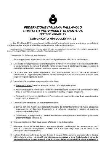 Comunicato nÂ°2 - FIPAV - Comitato Provinciale di Mantova