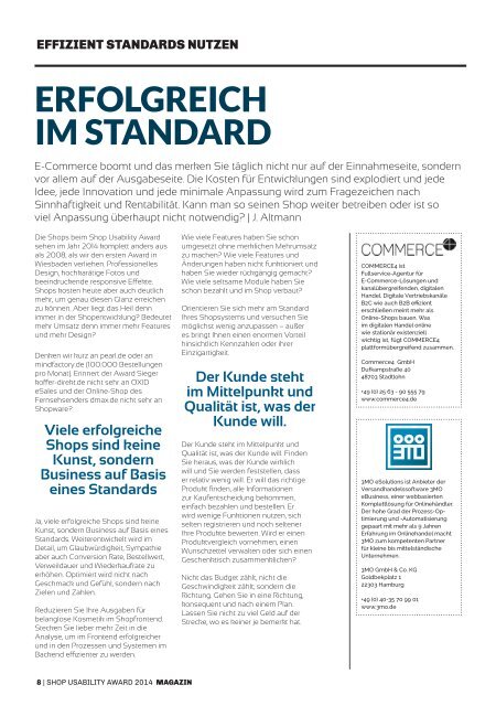 SHOP USABILITY AWARD - Magazin 2014