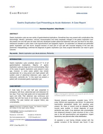 Gastric Duplication Cyst Presenting as Acute Abdomen: A Case ...