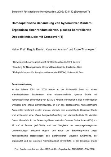 Homöopathische Behandlung von hyperaktiven Kindern ...