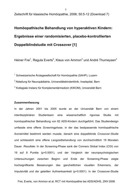 Homöopathische Behandlung von hyperaktiven Kindern ...