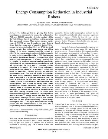 energy consumption reduction in industrial robots