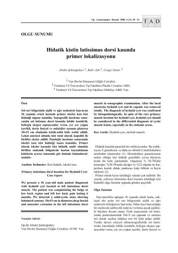 Hidatik kistin latissimus dorsi kasÄ±nda primer lokalizasyonu - tader.org