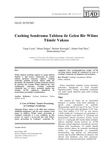 Cushing Sendromu Tablosu ile Gelen Bir Wilms TÃ¼mÃ¶r VakasÄ± - TÄ±p ...