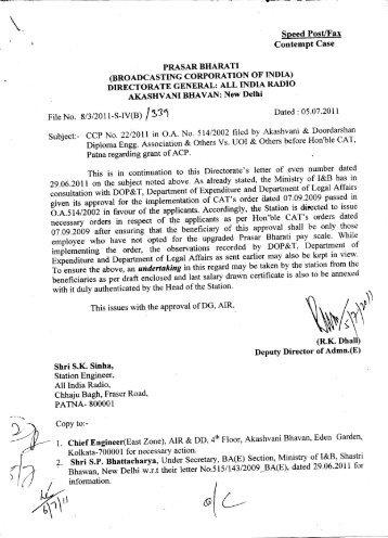 DG:AIR Order in PATNA ACP Case - Adtea