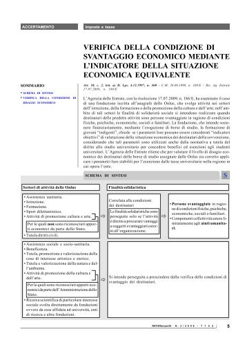 verifica della condizione di svantaggio economico mediante l ... - Ratio