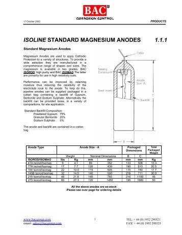ISOLINE STANDARD MAGNESIUM ANODES 1.1.1