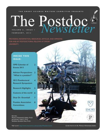 Emory Postdoc Association Newsletter, Volume 6., No. 1