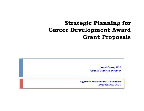 Strategic Planning for Career Development Award Grant Proposals