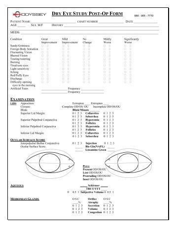 Dry Eye Study Post-Op Form (PDF) - Odyssey Medical