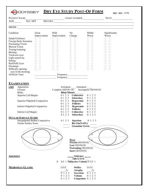 Dry Eye Study Post-Op Form (PDF) - Odyssey Medical