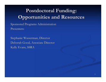 Postdoctoral Funding: Opportunities and Resources - HMS/HSDM ...