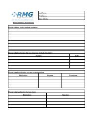 RMG Medical History Questionnaire